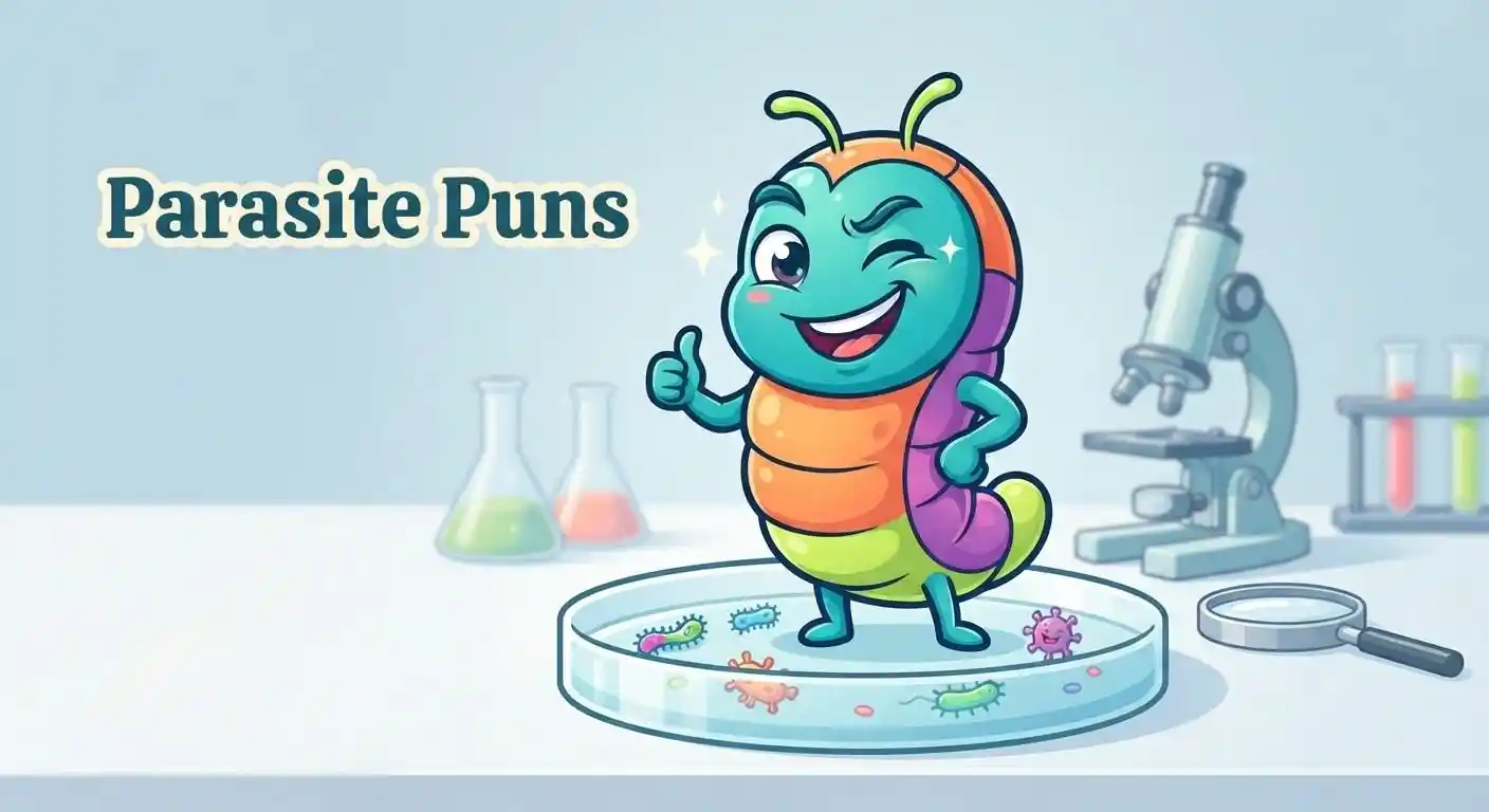 Funny parasite pun illustration