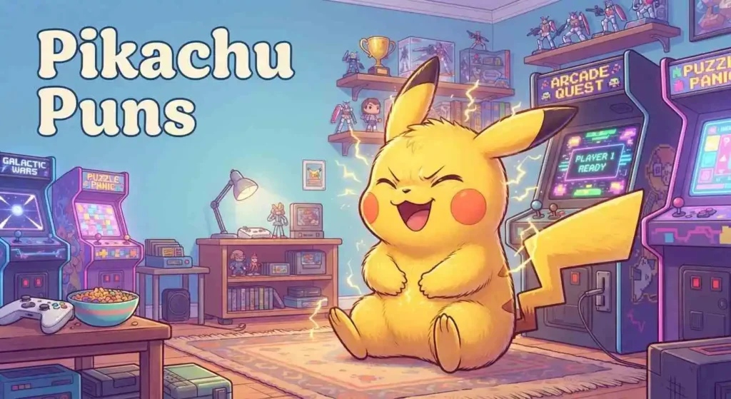 Cute yellow electric creature laughing