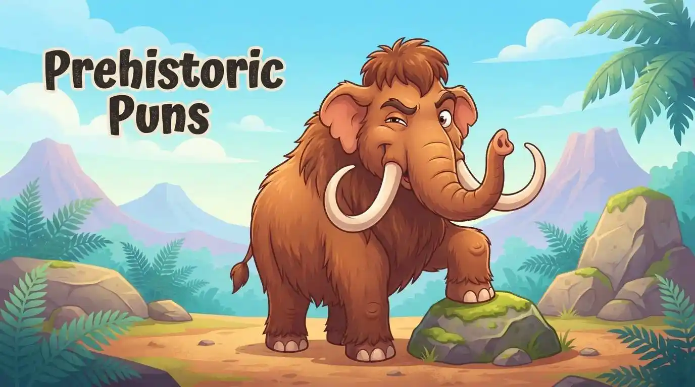 Funny prehistoric animals scene