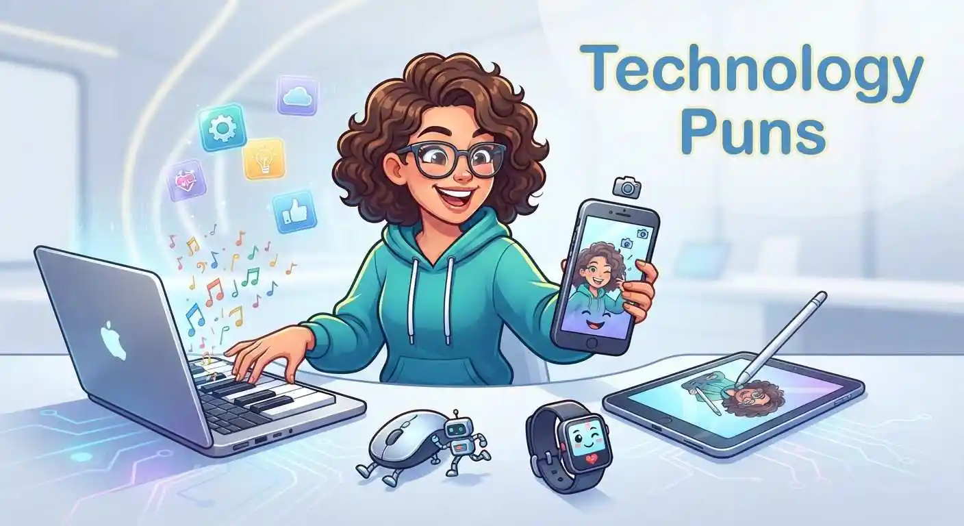 Funny technology puns scene