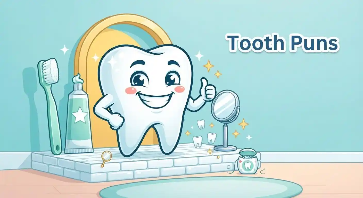 Funny tooth smiling brightly
