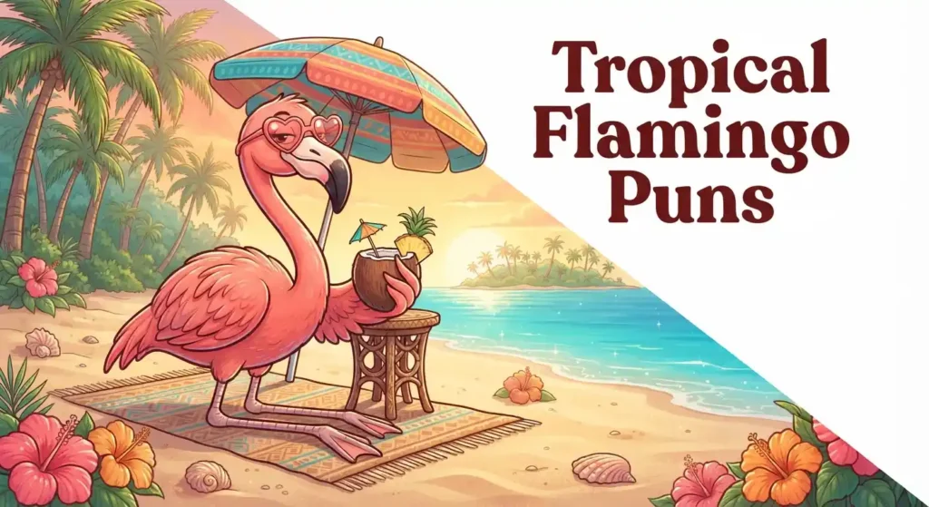 Flamingo enjoying tropical paradise