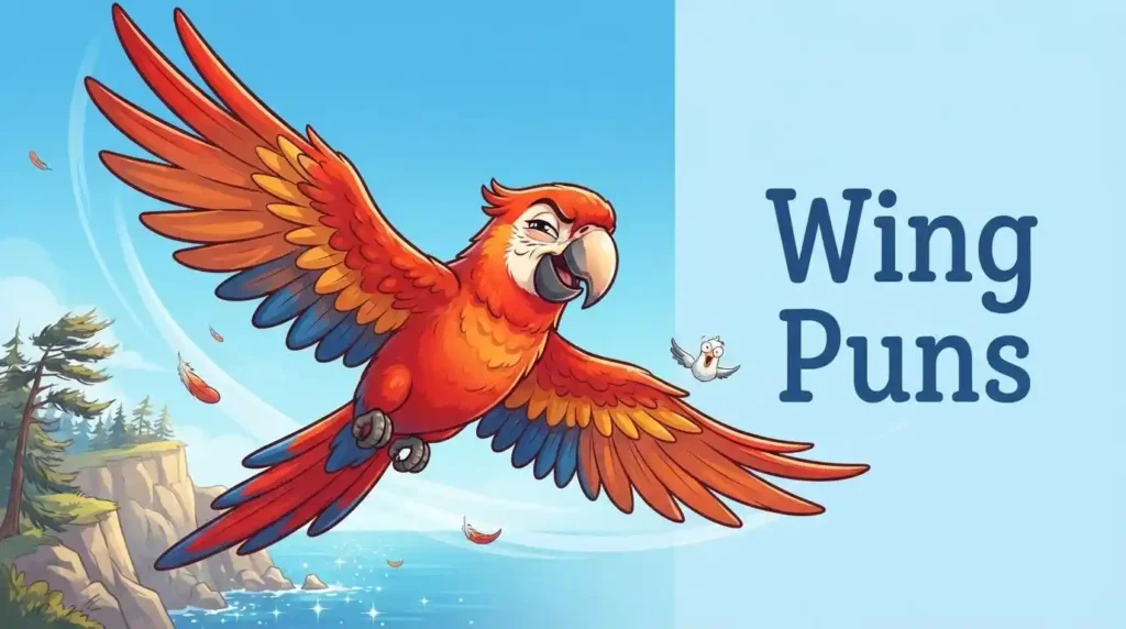 Funny bird spreading colorful wings
