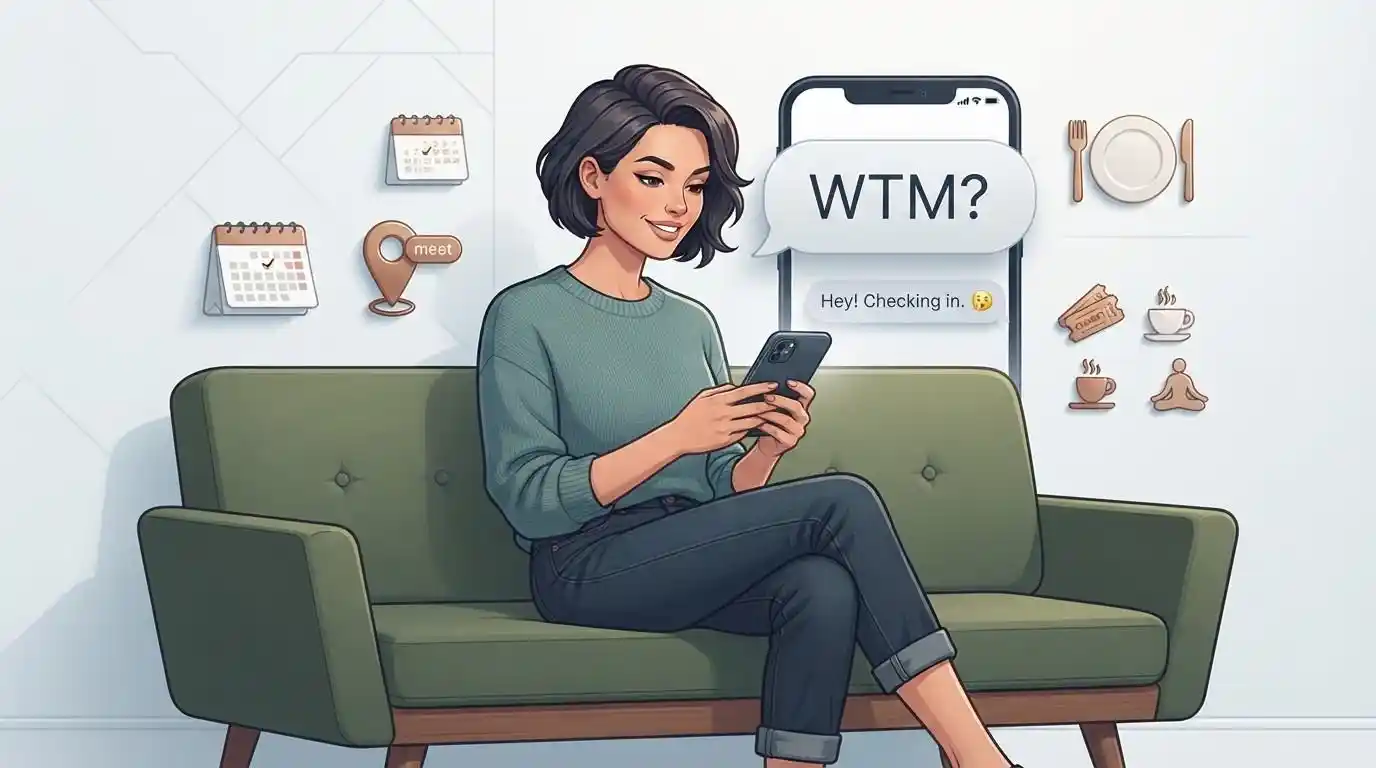 Person reading WTM text message