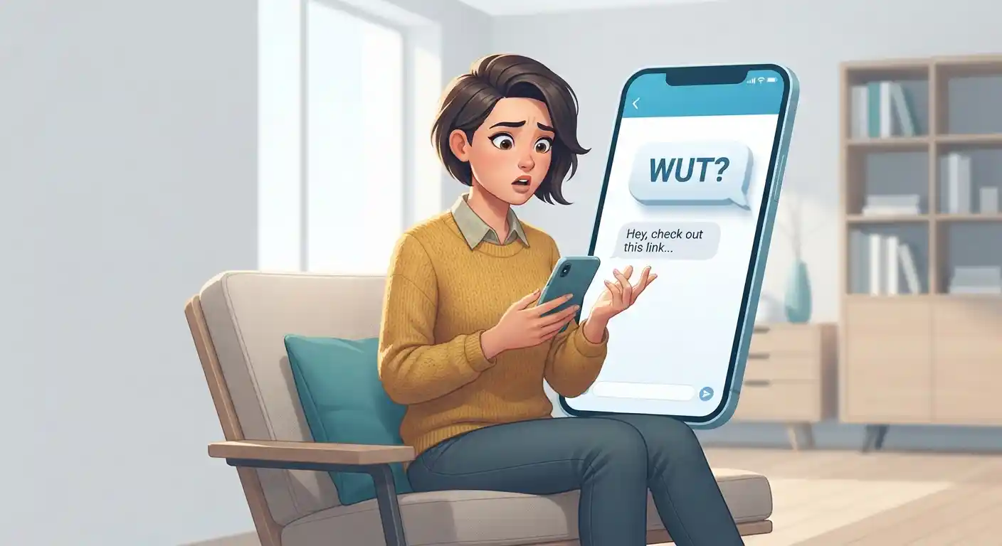 Person reacting to a WUT text
